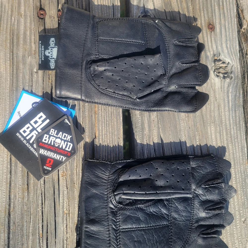 Black Women's Half-Finger Quilted Leather Driving Gloves